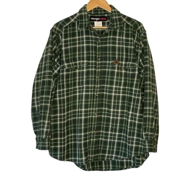 Wrangler Riggs Workwear Long Sleeve Heavy Flannel Shirt Shacket Size XL - Picture 2 of 9